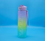 【紫色蓋】1000ml漸變色磨砂運動水瓶 水樽 水壺 彈跳水壺