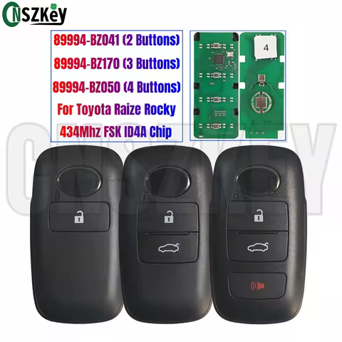 CNSZKEY 89994-BZ041 89994-BZ170 89994-BZ050 Smart Remote Key For Toyota Raize Rocky 434Mhz FSK 4A HI