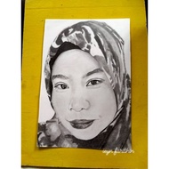 potret hitam dan putih| potret personal saiz A5 | hadiah potret