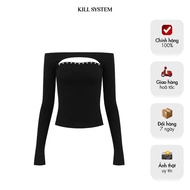 ZUES - KILL SYSTEM long-sleeved off-the-shoulder t-shirt