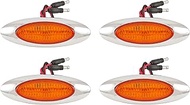 4-1/8" Amber/Red Led Side Marker Lights 4 LED Chrome Surface Mount with Bullet Plugs Waterproof Truc