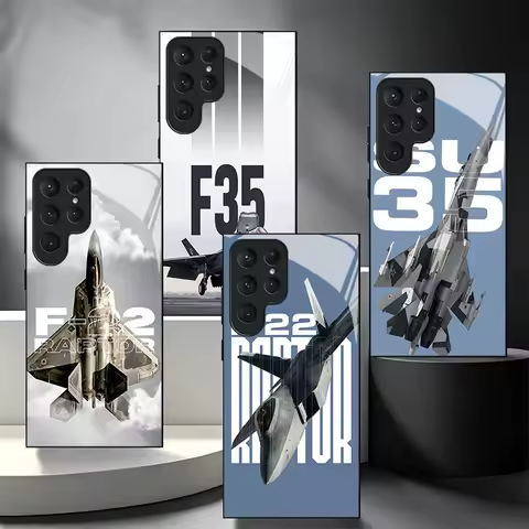 Fighter Plane F-22 Raptor Cool Glass Phone Case for Samsung Galaxy S26 S25 S24 S23 Ultra Edge S22 S2