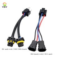 1pcs H4 female to 2 H11 males ,H4 male to 2 9005/9006 females Car Truck Headlight Extension Connecto
