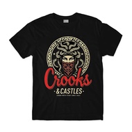 [Cod] Crooks & Castles Medusa Logo T-Shirt - Black Men's Streetwear Graphic Tee with Bold Red Typogr
