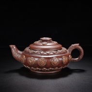 Yixing old purple clay teapot with twelve zodiac signs Gu Jingzhous inscription handmade relief stoc