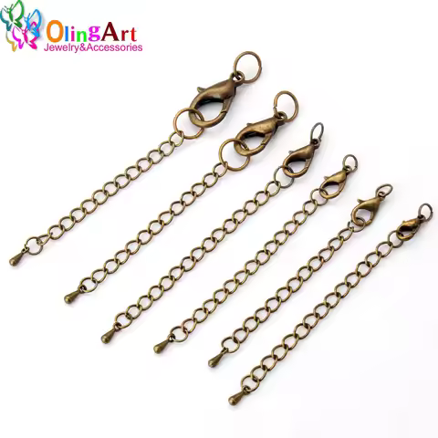 OlingArt 10/12/14/18/21MM 12pcs/lot plating bronze DIY necklace bracelet Lobster clasp extension cha