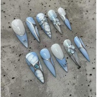 Long Pointed Exquisite Fake Nails Set with Glue False Nails Press on Nails