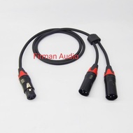 DY16 - Canare Audio Cable 50cm-5mtr Jack Canon XLR Female To 2 XLR Male-BLACK