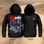 K302 Women's Labor House Pillar Hoodie Brass Zipper Black Special Woven Warm Fabric No Wool Polyeste