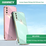 HANNEY For Huawei Y9 Prime 2019 Y9S Y6P Y7A Y6 Y7 2019 Honor 8X X9A X8A X7A Phone Case Luxury Square Plating Shockproof Soft Silicone Back Cover Casing XL-03