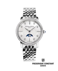 Frederique Constant นาฬิกาข้อมือผู้หญิง Quartz FC-206MPWD1SD6B Moonphase Diamonds Slimline Ladies Watch