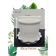 LUDU Pots With Plate White For Plants D6xH5.5 Inches No. 9302 Paso