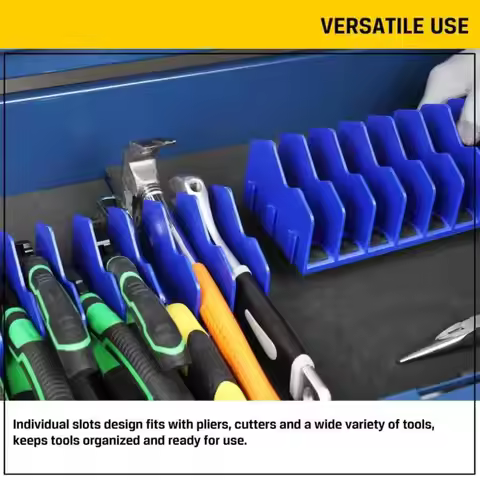 Heavy-Duty 10-Slot Pliers Organizer Rack - Space-Saving Tool Holder for Drawer & Toolbox - Storage f