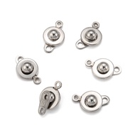 20Set Tarnish Resistant 201 Stainless Steel Snap Clasps Stainless Steel Color 15.5x9x5mm Hole: 1.5mm