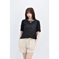 ((S) gaggle Black Cotton Pure Short-Sleeved Top Second-Hand Clothes