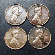 US Lincoln Memorial Penny 1972 ( 4 Coins )