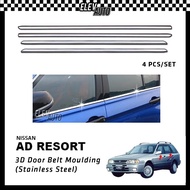 Nissan AD Resort Chrome Lining Door Belt Moulding 3D Stainless Steel Window Trim