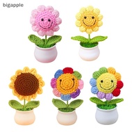 【BMSG】 1 Piece Creative Artificial Flowers Cute Crochet SunFlower Pots Knitted Flower Graduation Flo