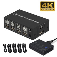 4K HDMI KVM Switch 4 in 1 out 4K 60Hz HDMI B KVM Switcher 4x1 for 4 PC Share Monitor Moe Keyboard with Desktop Controlle