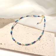 Lii Ji Apatite Aquamarine Sodalite Lapis Lazuli 14K Gold Filled Beaded Anklet 26+3cm Crystal Handmade Jewelry For Women Gift