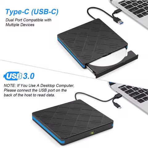 DVD Burner, External CD DVD Drive, Type-C USB 3.0 Portable DVD Player,CD-ROM / DVD-RW CD USB Drive F