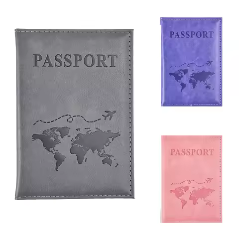 Map Pattern PU Passport Holder Women Me Passport Cover Travel Wallet Flight Ticket Clip ID Credit Ca