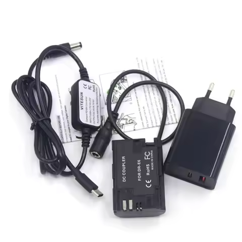Pd Charger Usb C Dc Cable Full Decoded Dr-E6 Lp-E6 Dummy Battery Adapter For Canon Eos 60da 70d 80d 