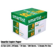 [1 Carton Box] Double A Manufacture- Smartist A4 Paper 70Gsm Copier Paper 500's (500 sheets/ream)(5 