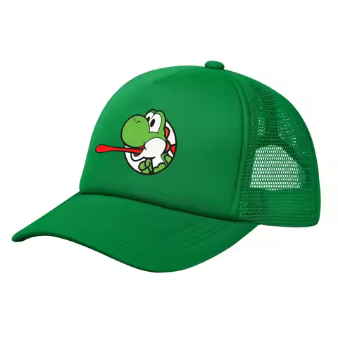 Marioes characters yoshi Mesh Sun Cap Outfit for Men Women Adjustable Baseball Cap Mesh-Back Summer 