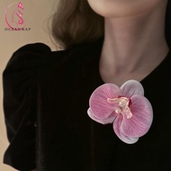 OCEANMAP Orchid Flower Hairpin, Korean Style Pearl Flower Hair Clip, Cute Headdress Cloth Butterfly 