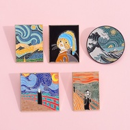 Van Gogh Starry Sky Enamel Pin Brooches Famous Framed Brooch Badges Lapel Pin Oil Painting Art Jewelry Accessories Gift for Friends