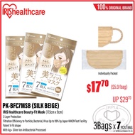 [3 Bags Bundle] Iris Healthcare Japan Beauty-Fit Silk Beige/White/Pink Face Mask, 3ply 7pcs/bag