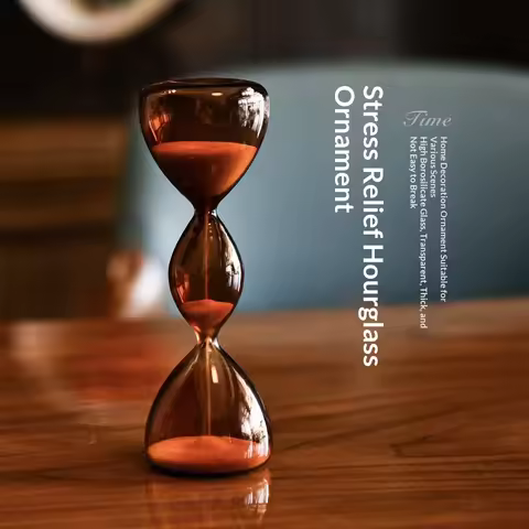 Kinetic Art Glass Hourglass 3-Layer Colorful Sand Sculpture Non-Timing Modern Decor for Desk Shelf L