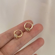 Small Exquisite Zircon Hoop Earrings Gold Circle Drop Earrings Simple Circle Earrings