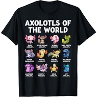 Axolotls Of The World Kawaii Types Of Axolotl Fish Amphibian T-Shirt