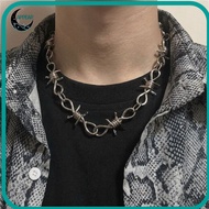 APPEAR Grunge Choker Necklace, Adjustable Silver Color Barbed Wire Choker, Gothic Outfit Vintage Met