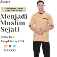 Baju Muslim Pria Kemeja Koko Coffe Modern Lengan Pendek Jumbo Premium
