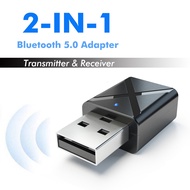 Bluetooth 5.0 Audio Receiver Mini USB AUX Jack Stereo Music 2-in-1 Wireless Bluetooth Adapter For TV PC Car Speaker