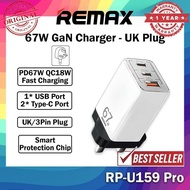Remax RP-U159 Pro 67W Charger Adapter Fast Charging Adapter Remax Charger 65W Type-C UK Charger l Or