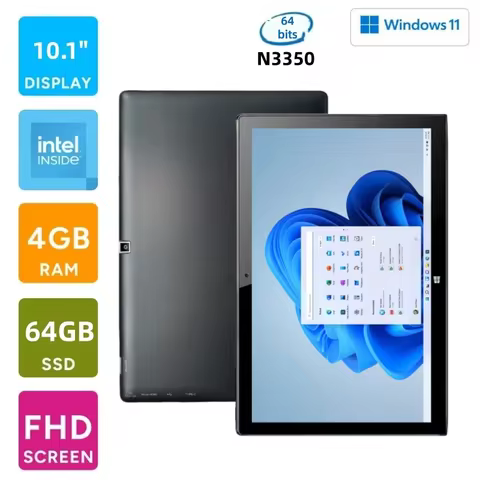 4GB RAM 64GB ROM 10.1 INCH Windows 11 Tablet 64bit Intel Atom N3350 Quad Core 1920 x 1200 IPS Dual C
