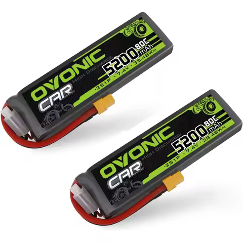 Ovonic LiPo battery 2s 5200mAh battery 7.4V 80c battery with xt60 plug hard case for 1/8 1/10 RC veh