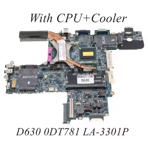 CN-0DT781 0DT781 LA-3301P For Dell Latitude D630 Motherboard With CPU+Heatsink Instead Of CN-0R872J