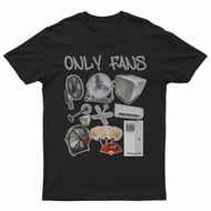 Imitate.co Unique Black T-Shirt Only Fans Motif Various Types of Fans and Decorative Fans