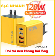 Củ Sạc Nhanh 120W Cáp sạc 4 đầu. Cáp Sạc 4 trong 1 Sạc Nhanh Cho iPhone Xiaomi Huawei Samsung Ipad R