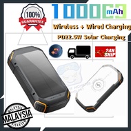 PowerBank 100000mAh 100% Solar Power Bank Wireless Charging PD22.5W PowerBank Outdoor External Batte