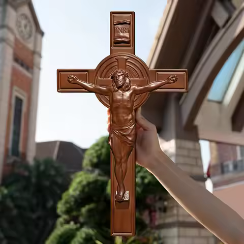 Crucifix of Jesus on the cross, Religious Wood Carvings, Christian Wall Art, Catholic Religious Item