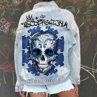 Women's Bone Print Big Picture Denim Jacket