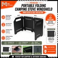 Portable Folding Camping Stove Windshield, 4-Sided Rectangle Metal Wind Protection,with Storage Bag/
