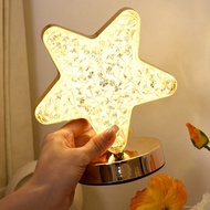 Star Moon Crystal Table Lamp 3 Colors Portable Touch Lamp Luxurious Night Light Night Lamp