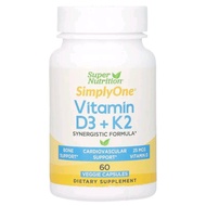 Super Nutrition, Vitamin D3 + K2,  60 Veggie Capsules